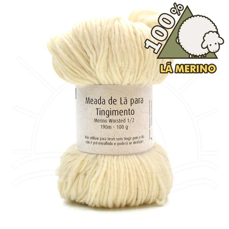 Lã para Tingimento Merino Worsted 1/2 - 100g