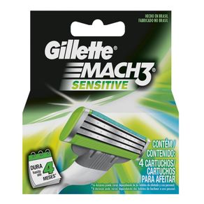 Lâmina de Barbear Gillette Mach3 Sensitive (4 Unidades) 4un