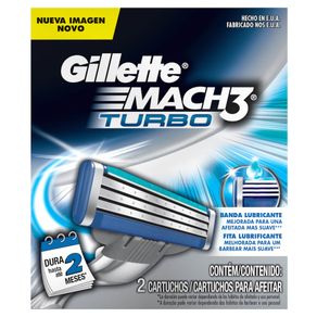 Lâmina de Barbear Gillette Mach3 Turbo (2 Unidades) 2un