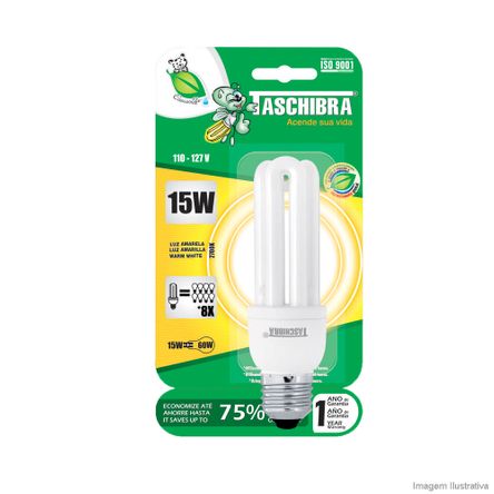 Lâmpada Eletrônica Fluorescente 3U 15W 127V Branca Taschibra
