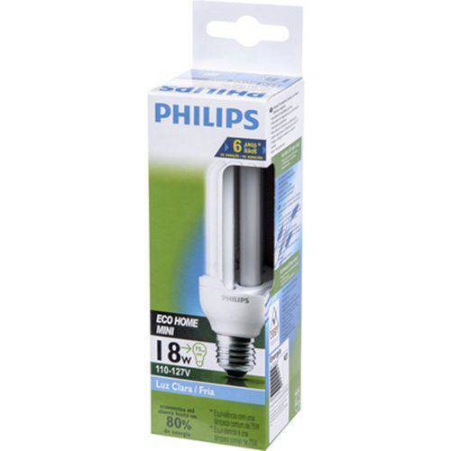 Lampada Eletronica Philips 3u Eco 127v 18w Branca E27 6500k 6000h