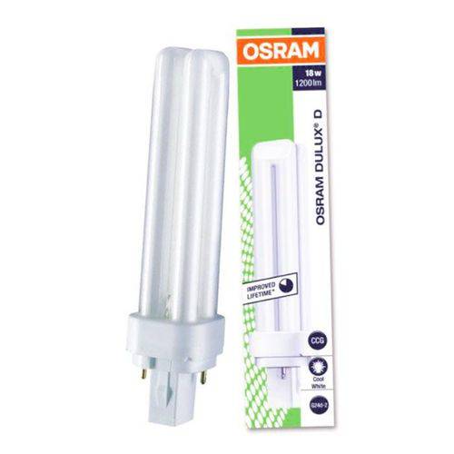 Lâmpada Fluorescente Compacta DULUX D 18W Branca 840 2 Pinos Bivolt Osram