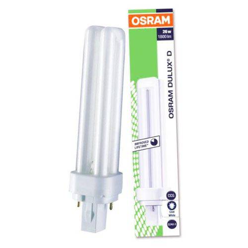 Lâmpada Fluorescente Compacta DULUX D 26W Branca 840 2 Pinos Bivolt Osram