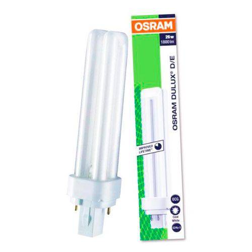 Lâmpada Fluorescente Compacta DULUX D/E 26W Branca 840 4 Pinos Bivolt Osram