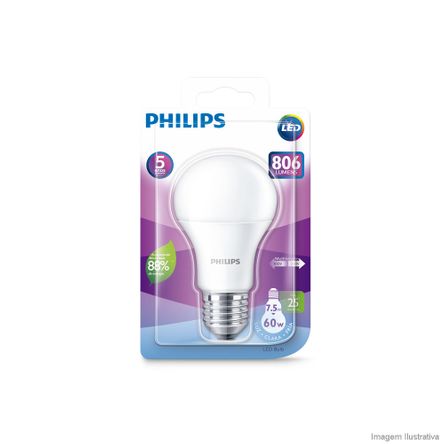 Lâmpada LED 7,560W Bivolt Branca Philips