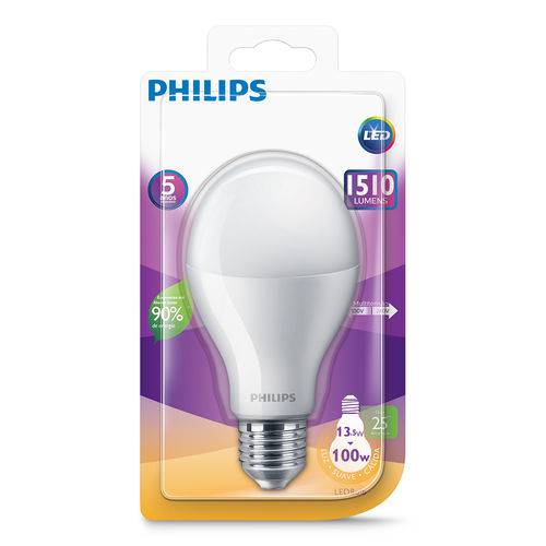 Lâmpada Led Bulbo Philips 13,5w Luz Quente 3000k Bivolt