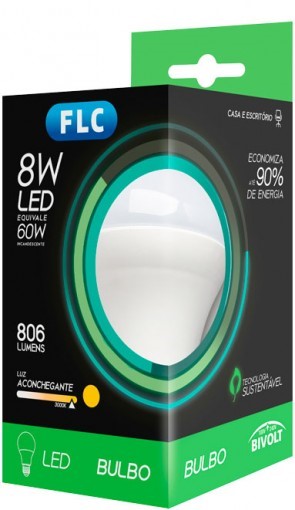 Lâmpada LED Certificada FLC 8W Amarela Bivolt | Boreal LED