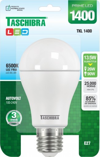 Lâmpada LED Certificada Taschibra Bulbo 13,5W Branco Bivolt