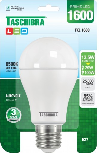 Lâmpada LED Certificada Taschibra Bulbo 13,5W Branco Bivolt