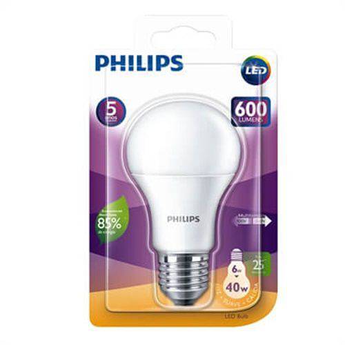 Lampada Led Philips 6w 600 Lumens Bivolt Amarela 3000k 25000h E27 Normatizada