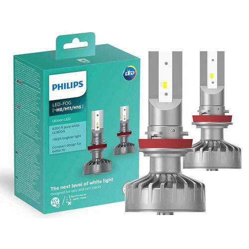 Lâmpada Philips Led Ultinon Fog H8 / H11 / H16 Par 6200K Farol Neblina + 160% Iluminação