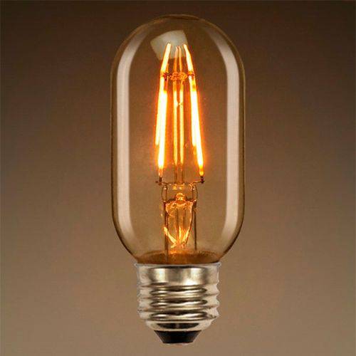 Lâmpada Vintage Retrô T45 4W Industrial Loft Design Thomas Edison Filamento LED 2200K Carbono LM1746