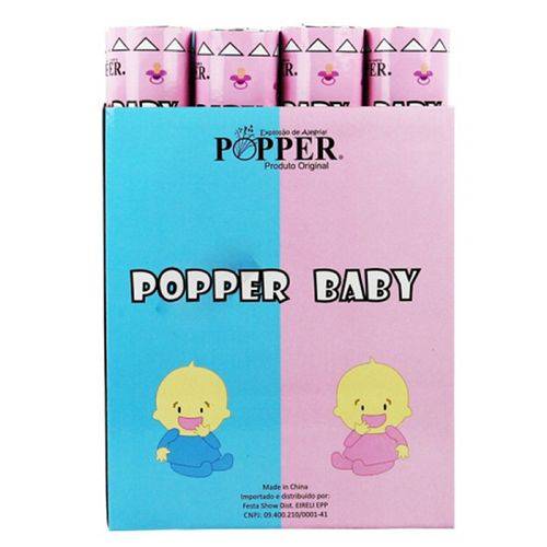 Lança Confete Popper Baby 30cm - Rosa para Chá de Revelação