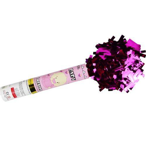 Lança Confete Popper Baby 30cm - Rosa para Chá de Revelação