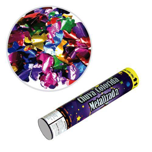 Lança Confetes Chuva Papel Metalizado Colorido 30cm Silverfestas