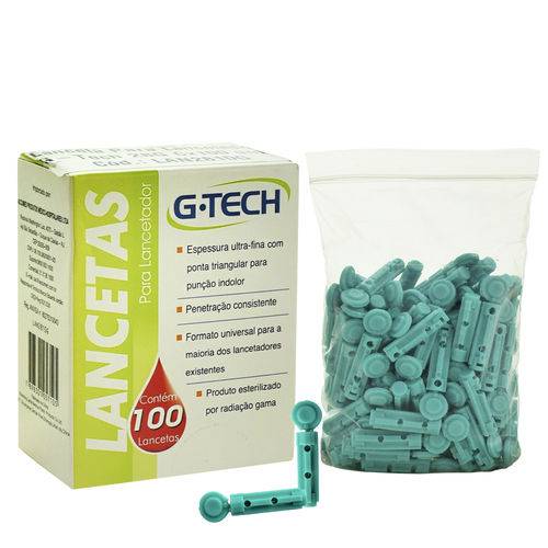 Lanceta para Lancetador 28g G-tech Caixa com 100 Unidades