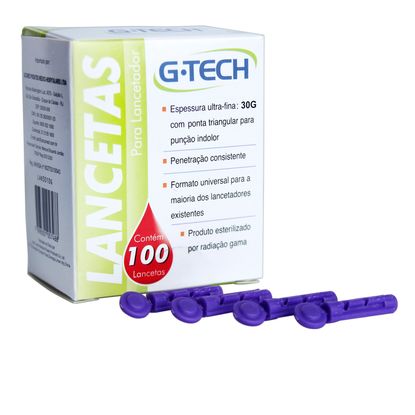 Lanceta para Lancetador G-Tech 30G Caixa com 100un.