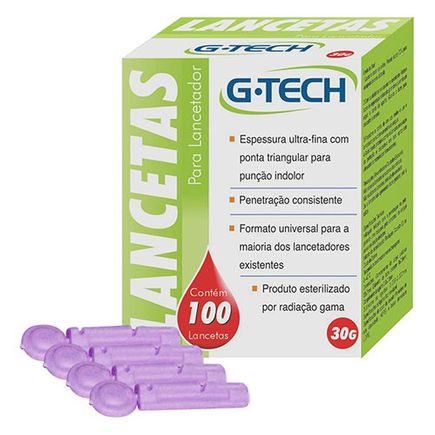 Lancetas P/ Lancetador - G-Tech - 30g Caixa 100UN