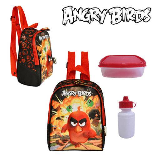 Lancheira Infantil Termica Unissex 3d com Pote + Garrafa / Squeeze Angry Birds 11''