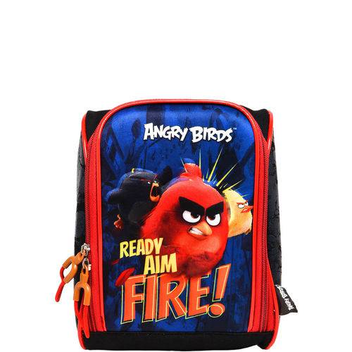 Lancheira Santino 3D Angry Birds Preta/Vermelha