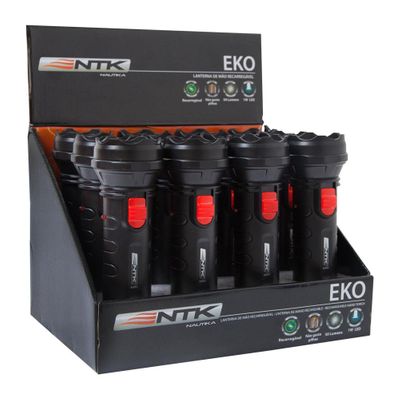 Lanterna de Mão NTK Recarregável em Caixa com 12 Peças, Modelo Bivolt e Potência de 50 Lúmens Eko