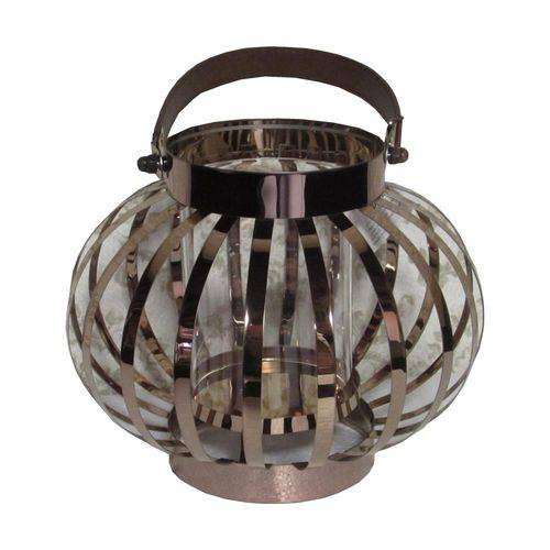 Lanterna Decorativa em Vidro e Alumínio 20 Cm X 24 Cm