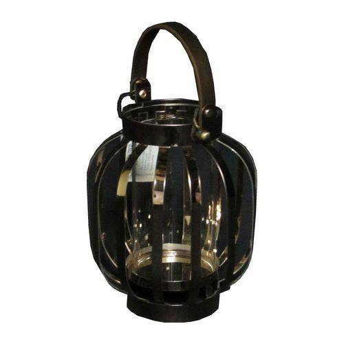 Lanterna Decorativa em Vidro e Alumínio 19 Cm X 16 Cm