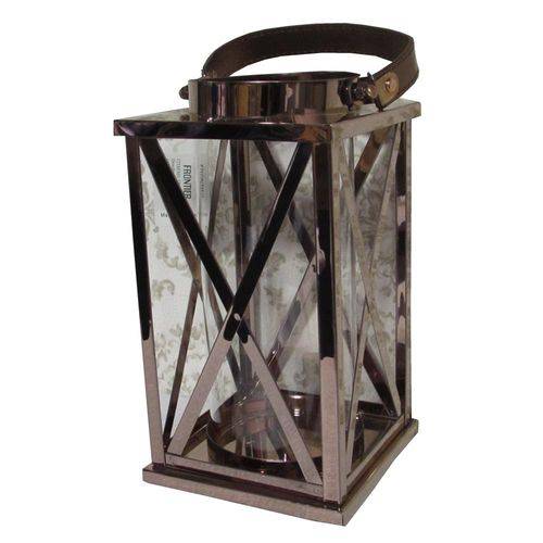 Lanterna Decorativa em Vidro e Alumínio 25 Cm X 15 Cm