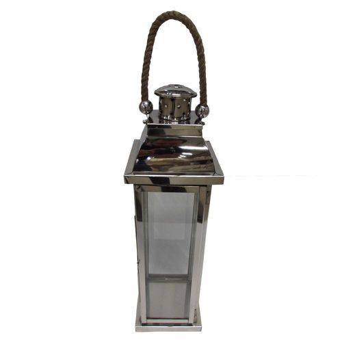 Lanterna Decorativa em Vidro e Alumínio 65 Cm X 16 Cm