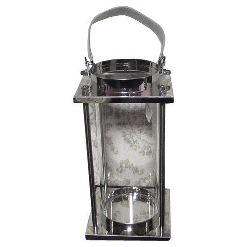 Lanterna Decorativa em Vidro e Alumínio 27 Cm X 14 Cm