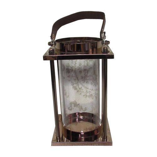 Lanterna Decorativa em Vidro e Alumínio 23 Cm X 14 Cm