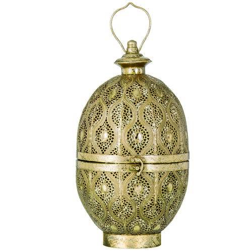 Lanterna Decorativa Metal Dourada 22,5x39,5x22,5cm