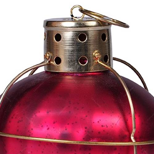 Lanterna Indiana Onion Burgandi em Metal - 20x18 Cm