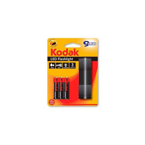 Lanterna Kodak Manual 9 Led Preta com 3 Pilhas Aaa Palito