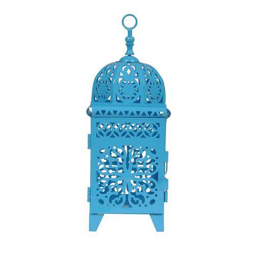 Lanterna Marroquina Azul Decorativa Media