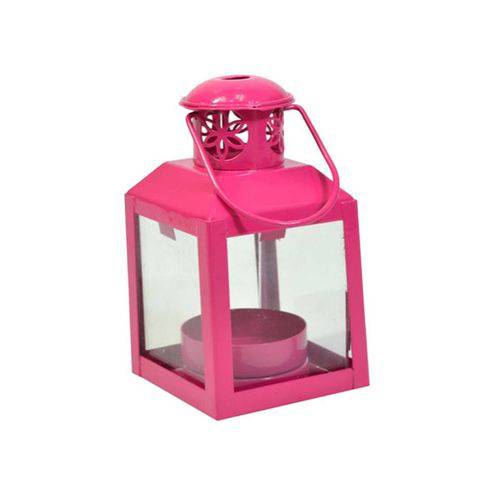 Lanterna Marroquina Rosa Pink Mini Porta Velas Decorativa
