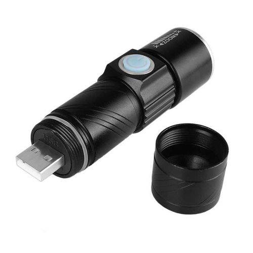 Lanterna Tatica Cree Q Led USB Mini Recarregavel C/ Zoom