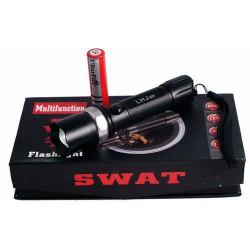 Lanterna Tática Led Swat com Zoom de Foco Bateria e Red Sina