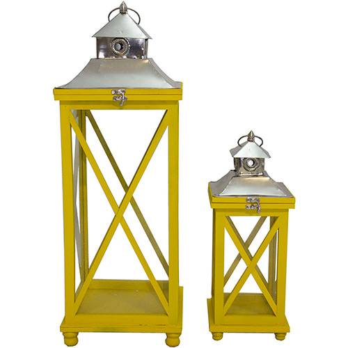 Lanternas Decorativas Conjunto 2 Peças Amarelo/prata - Oldway