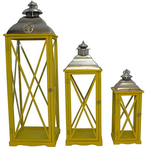 Lanternas Decorativas Gg Conjunto 3 Peças Biblos Amarela - Oldway