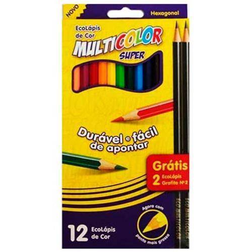 Lápis 12 Cores Faber Multicolor Super