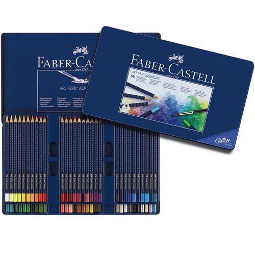 Lápis Art Grip Aquarelável Faber-Castell - Estojo Metálico com 60 Cores - Ref 114260