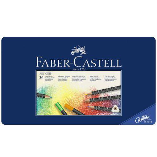 Lápis Art Grip Mina Permanente Faber-Castell - Estojo Metálico com 36 Cores - Ref 114336