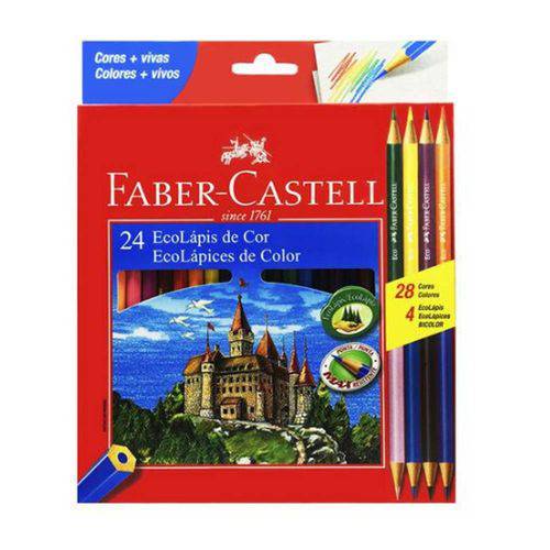 Lapis Cor 24 Cores Faber-Castell e 4 Lapis Bicolor