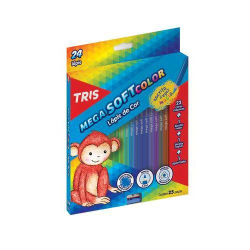 Lapis Cor Tris Mega Soft Color 24 Cores 1 Apontador - Conjunto