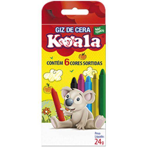 Lápis de Cera Fino 06 Cores Koala Delta Pacote com 24