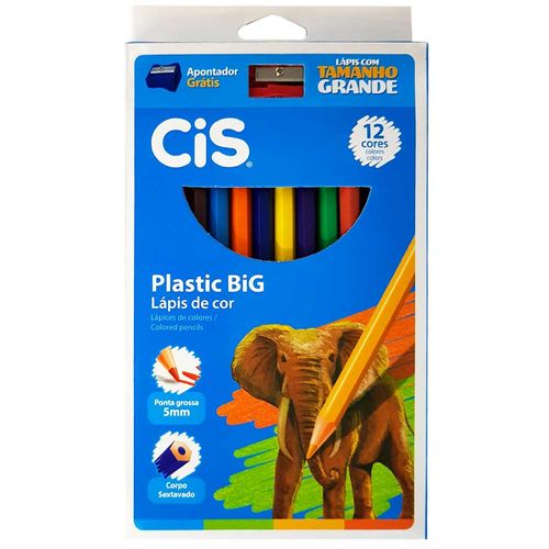 Lápis de Cor 12 Cores Plastic Big Jumbo Cis 1027598