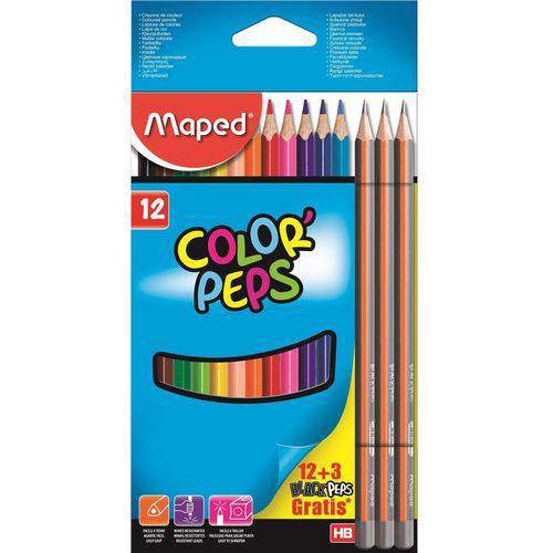 Lápis de Cor 12 Unidades +3 Lápis Hb Triangular Color Peps Maped