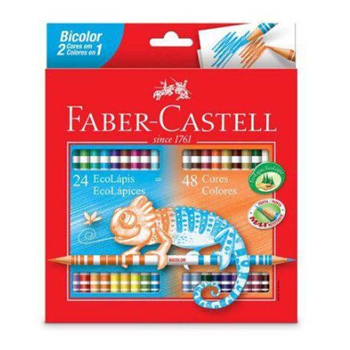 Lápis de Cor Bicolor 24 Lápis 48 Cores Faber Castell