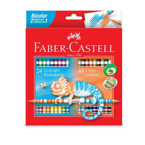 Lápis de Cor Bicolor C/ 48 Cores - Faber Castell